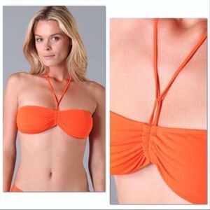 Parker Vintage Ruched Bandeau Bikini Top in Tangerine